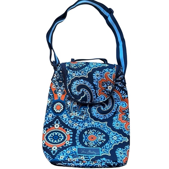 Vera Bradley Handbags - Vera Bradley Insulated Cooler Tote Bag Blue + Orange Paisley - Like New